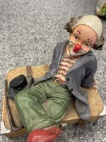 Figur Clown mit Koffer Dekofigur Resin 20cm guter Zustand
