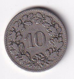 Tutti le monete: 10 Rappen. 1907s-ss – Usato da Neuchâtel venduto da karlpierrino 1