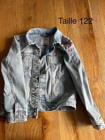 Veste en jeans légère pour fille, brodée 🌸 Taille 122