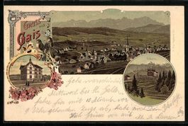 Litho Gais, Neues Schulhaus, Gäbris und