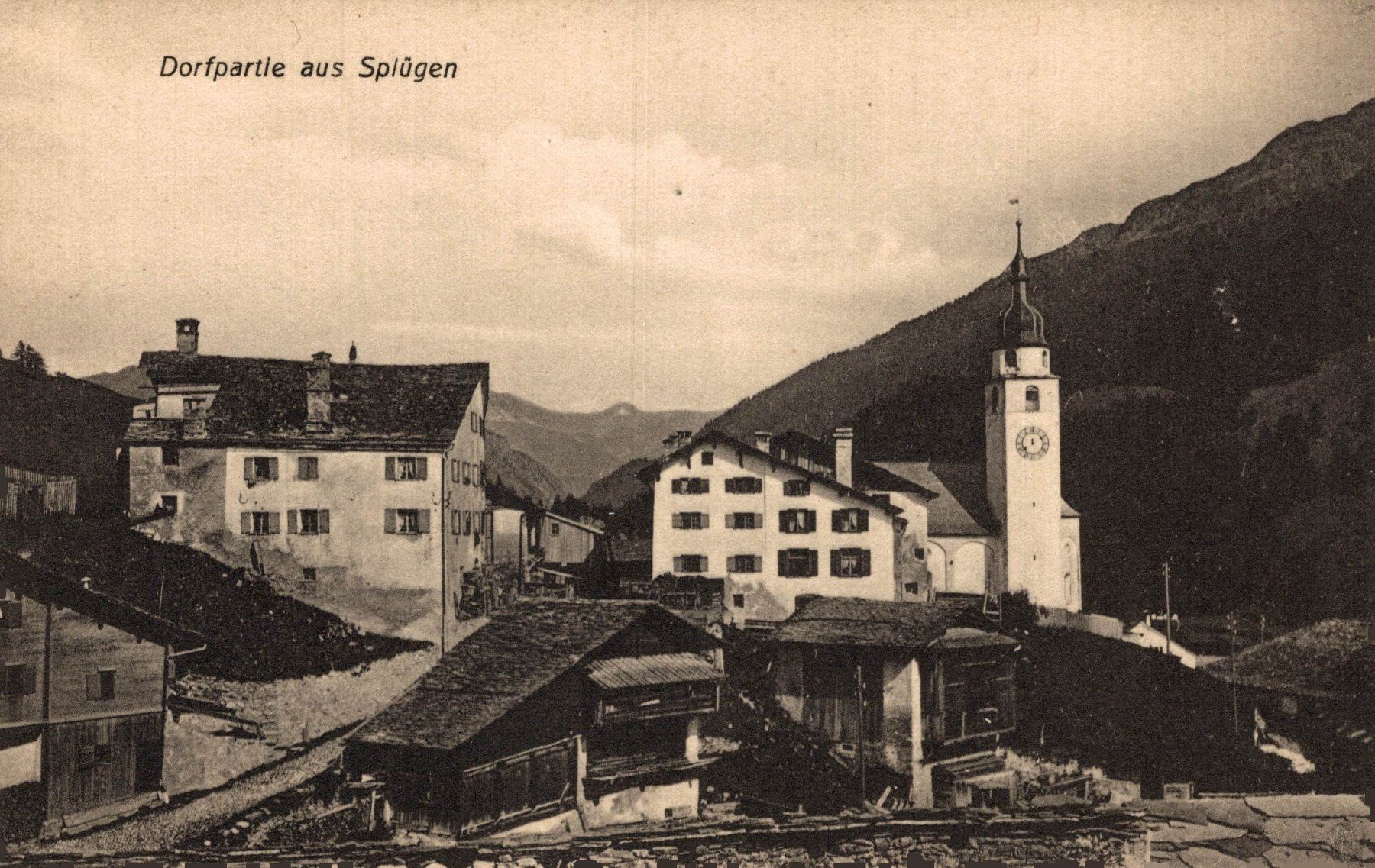 Cartoline postali: Dorfpartie aus Splügen – Usato da Bronschhofen venduto da Astore