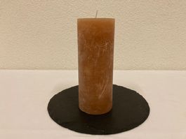 Kerze 8x20 cm, Mokka uni Raureif, ca. 850g