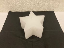 Sternen-Kerze, ca. 14x14x10cm, weiss Raureif, 690g