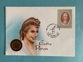 ARGENTINA - EVITA PERON Münzbrief 6.9.1997 - 1 Peso1997 FDC