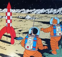 Poster Tintin : on a marché sur la lune - Rare
