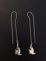 Boucles oiseaux et pierres aqua marine