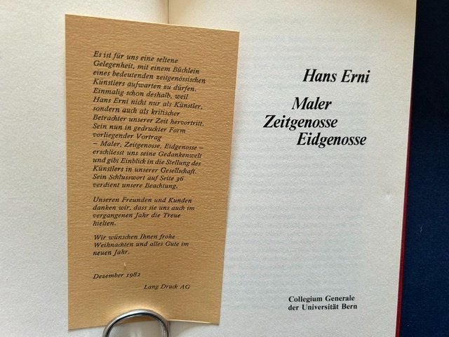 Libri: Hans Erni, Maler - Zeitgenosse - Eidgenosse – Usato da Bern venduto da oregonzwei 1