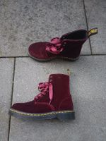 Dr. Martens Stiefel Samt bordeaux
