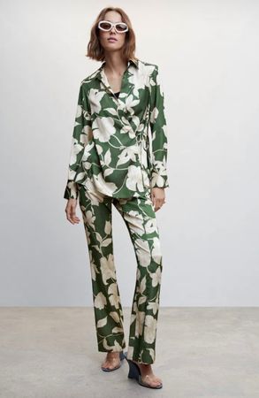 Mango Satin Twin Set Bluse & Hose / grösse M / 38