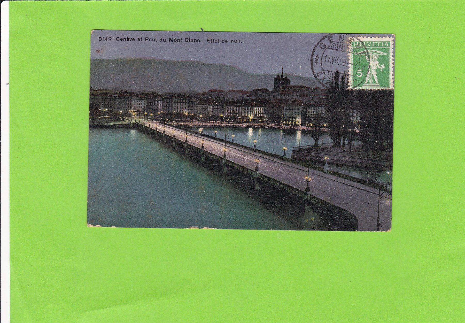 Cartoline postali: Genève-Pont-Effet de nuit – Usato da St. Peterzell venduto da neckertal