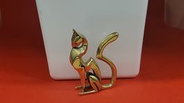Goldige Deko-Katze aus Messing, Vintage Stil, Top!