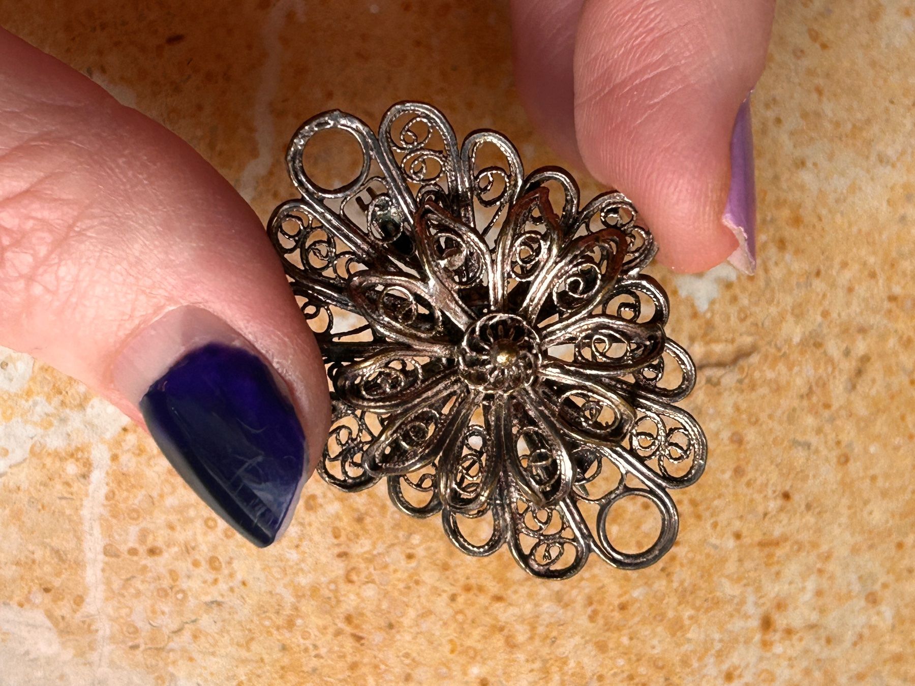 Spille & Fermagli: Vintage Filigrane Brosche, Silber, Breite ca 4 cm – Usato da Dittingen venduto da Bellevista 7