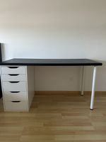 Schreibtisch weiss/schwarz mit Schubladen weiss 120x60cm
