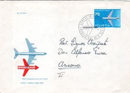 ERSTFLUG DC-8 JET FLIGHT ZÜRICH GENF NEW YORK 1960 - AX232