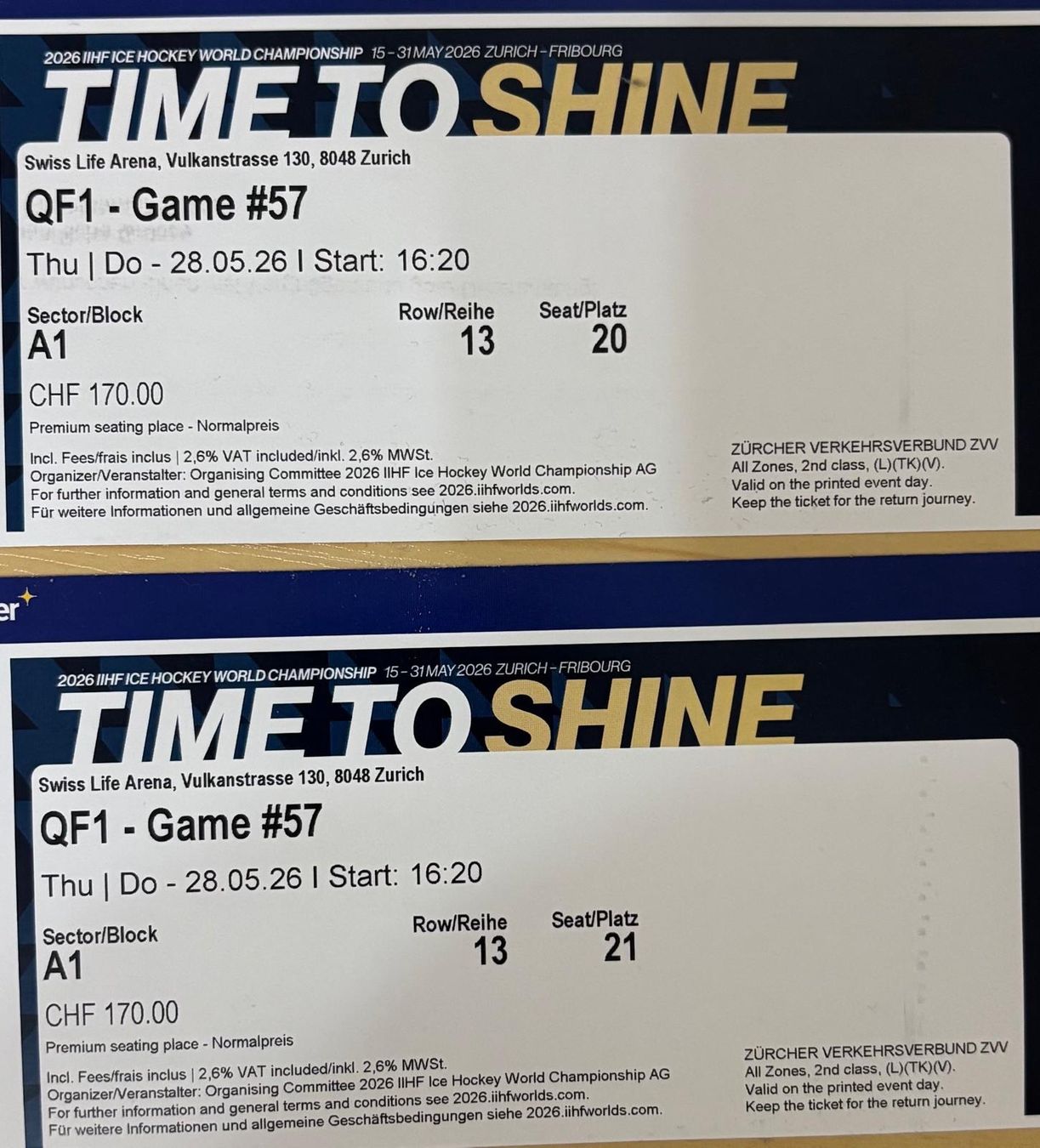 Biglietti: 2 Premium Tickets Finnland vs Tschechien – Nuovo (secondo la descrizione) da Unterengstringen venduto da zuercher87 1