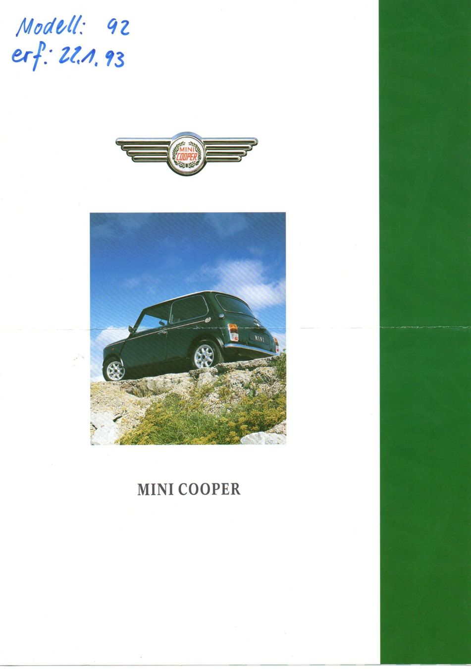 Mini Autos: Mini Cooper - Original Prospekt – Gebraucht aus Malans GR von Chueche427