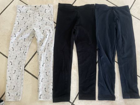 3 warme Leggings Set Mädchen Pinguin, schwarz, blau