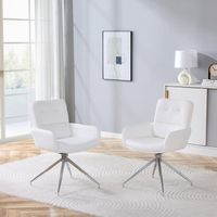 6-ER SET ESSZIMMERSTÜHLE PU-LEDER WEISS 360 Grad drehbar