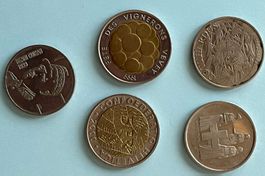 5 pièces de 5 francs commémoratives 1974/1982/89/99/00