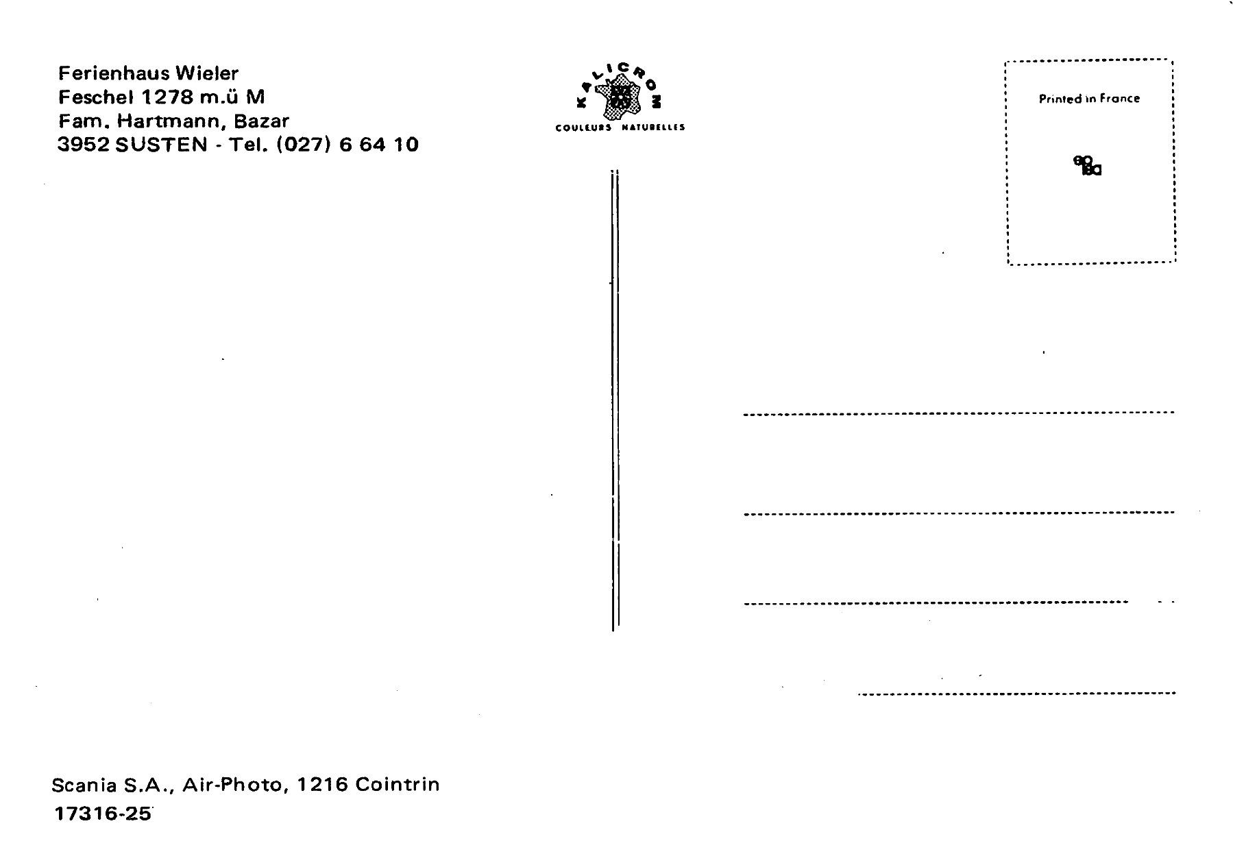 Cartoline postali: Susten, Ferienhaus Wieler – Usato da Ottikon b.Kemptth. venduto da Neptun1974 1