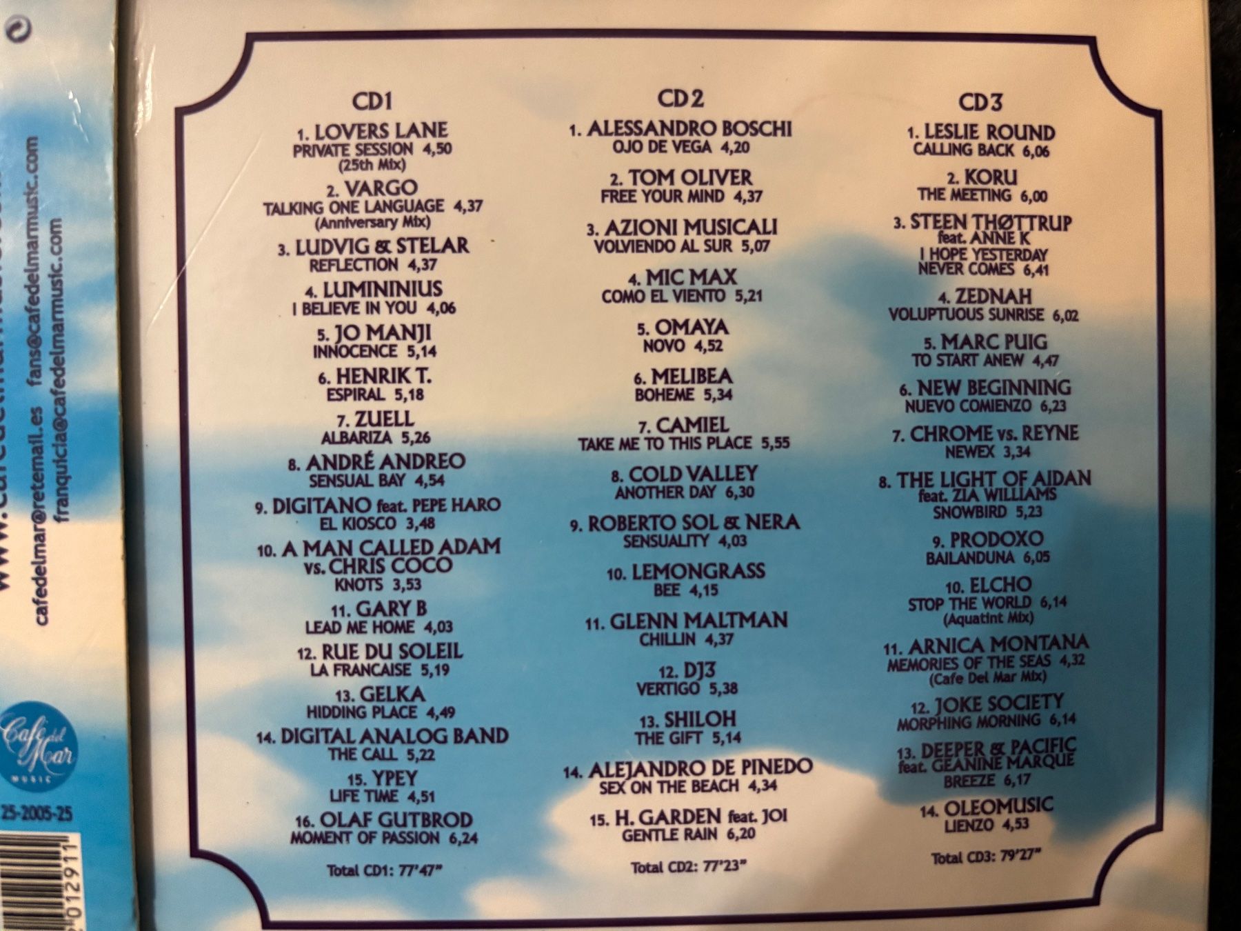 CD: Cafe del Mar 25 Anniversary Compilation 3 CD Box Set – Nuovo (secondo la descrizione) da Weissbad venduto da Studently 1