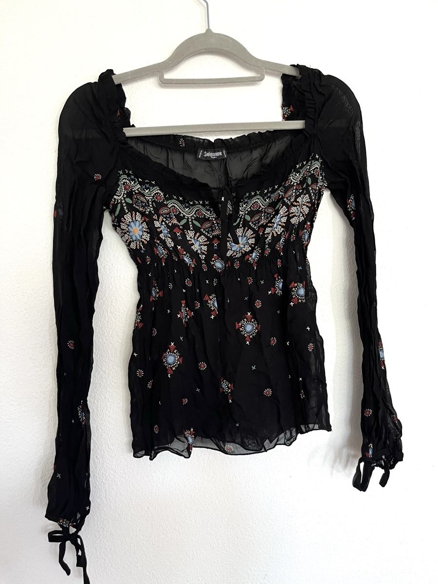 Camicette: SCHWARZE BLUSE MIT STICKMUSTER S/M – Nuovo (secondo la descrizione) da Basel venduto da JJ.Elena