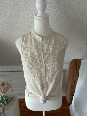 H&M Divided Bluse, creme weiss, Gr. 38, Spitze, Top! (50)