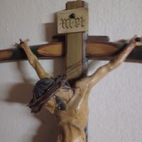 grosses antikes fein geschnitztes Kreuz mit Jesus