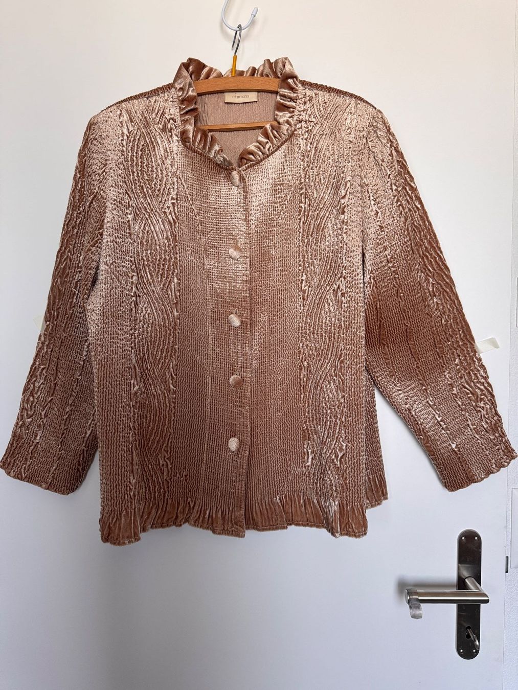 Giacche: Chico's Samtjacke Crinkle-Optik Champagner Elegant – Usato da Heerbrugg venduto da dwfg