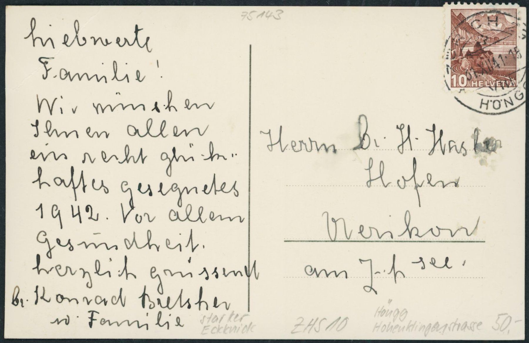 Cartoline postali: ZHS Höngg - Zürich – Usato da Schindellegi venduto da Jonathan77 1