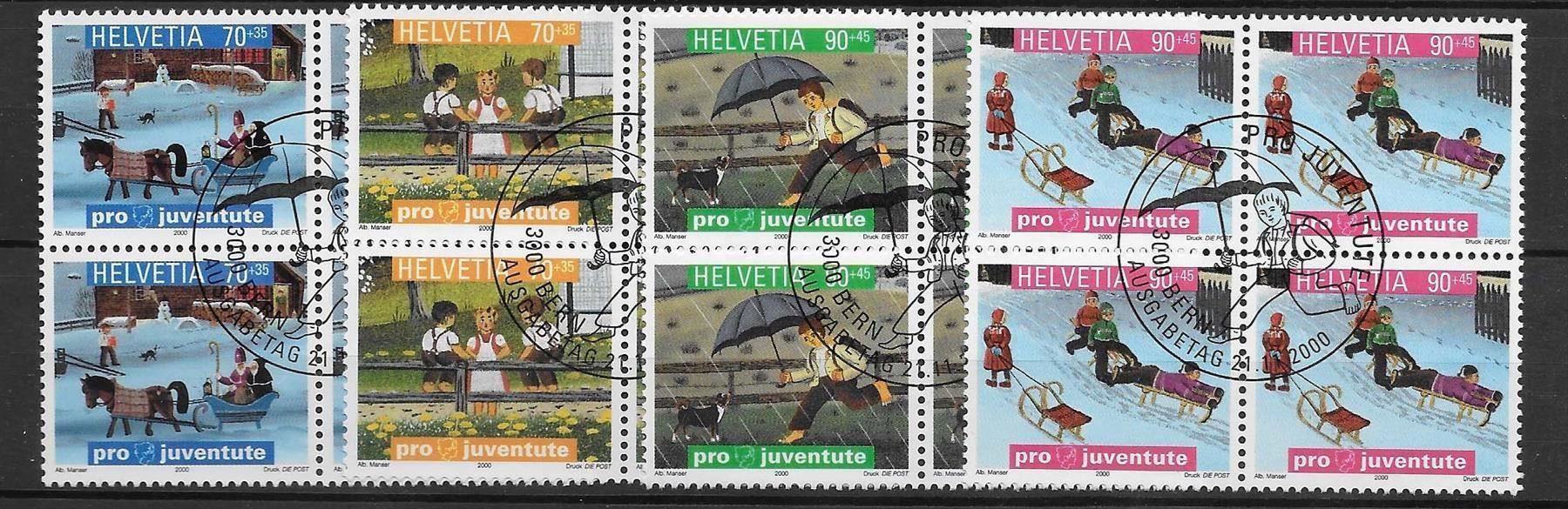 Alle Briefmarken: PJ2000  - Pro Juventute 2000 bloc4 1er j – Gebraucht aus Trélex von Phil_Albert