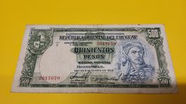 Uruguay 500 Pesos Geldschein, 1939, Sehr Selten!