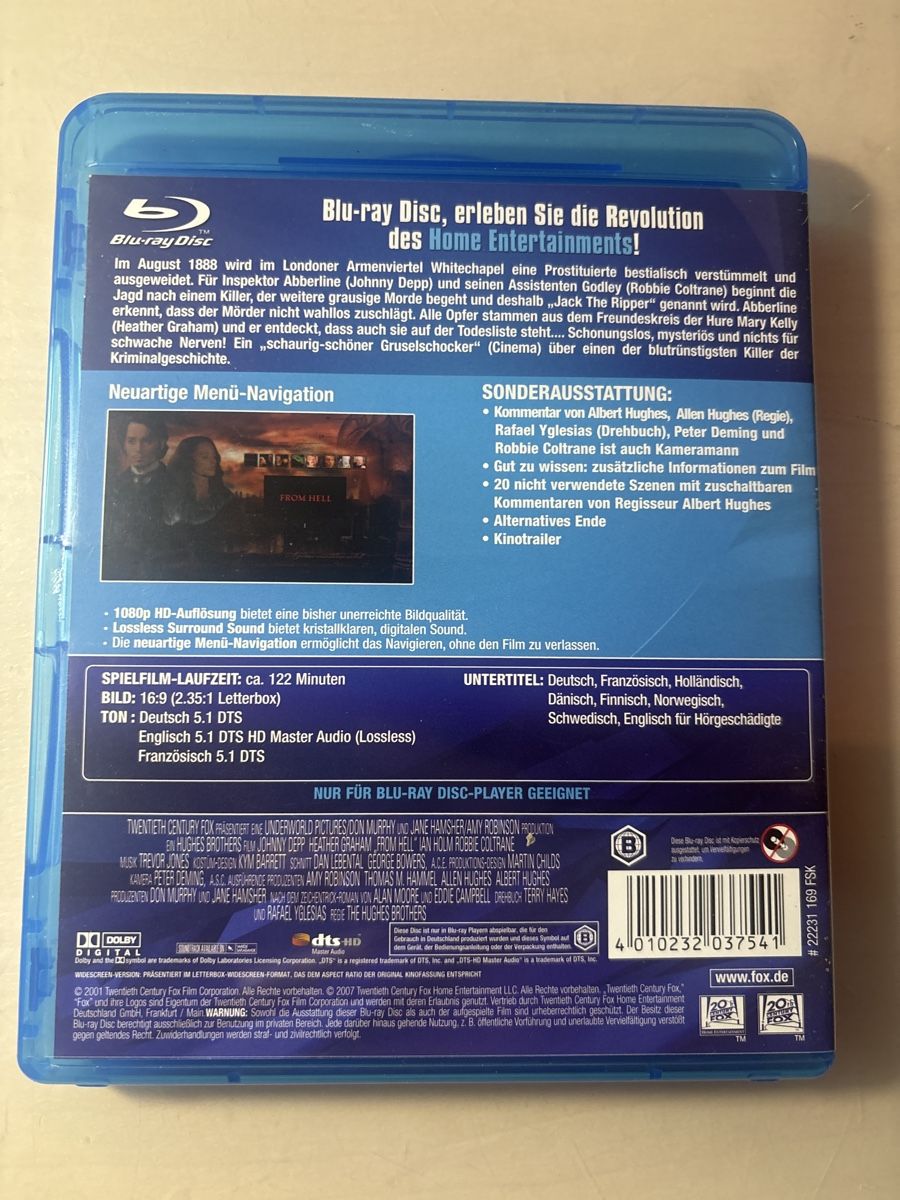 Tutti i DVDs: From Hell - Blu-ray mit Johnny Depp & Heather Graham – Nuovo (secondo la descrizione) da Ruswil venduto da Slivio_ 1