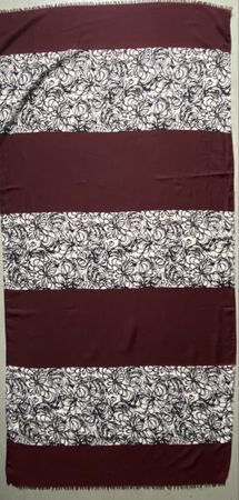 Schal mit Blumenmuster, bordeauxrot und schwarz/weis