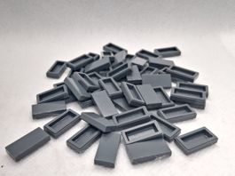 Lego 50 Stk. Flat Tile 1x2 dark bluish gray