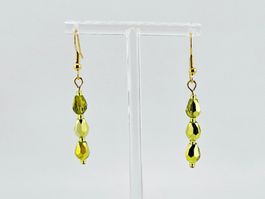 Ohrringe Ohrhänger Glasschliff Perlen Grün/Gold