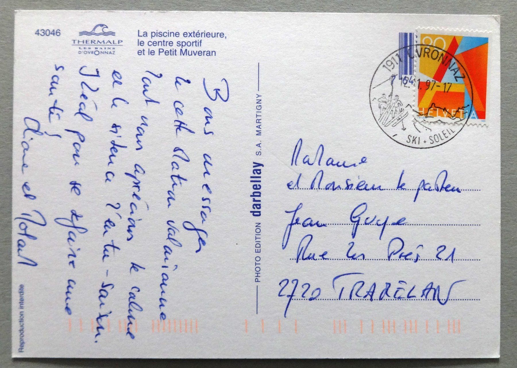 Cartoline postali: Thermalp, Les Bains d' Ovronnaz – Usato da Fétigny venduto da Billy2miny 1