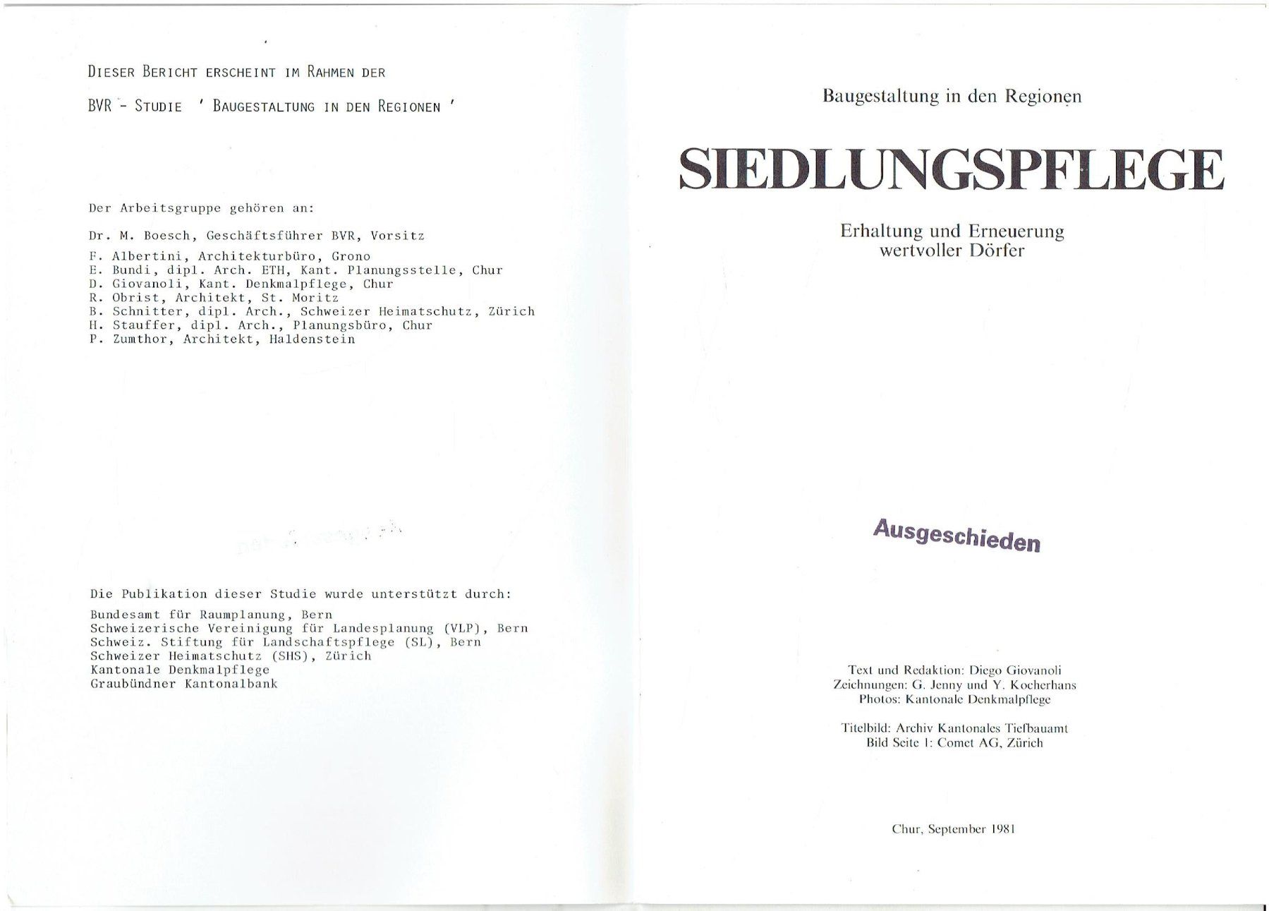 Libri: Siedlungspflege BVR Chur – Usato da Flims - Dorf venduto da Stagediver 1