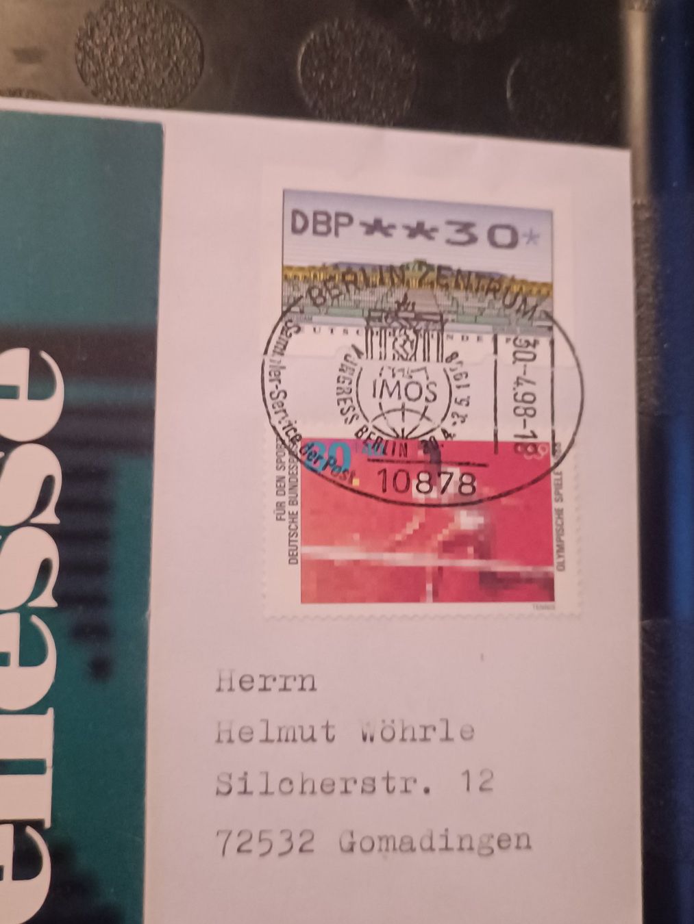 Autografi: Anke Huber - handsigniert mit Sonderstempel FDC – Usato da Menziken venduto da Artographs 1