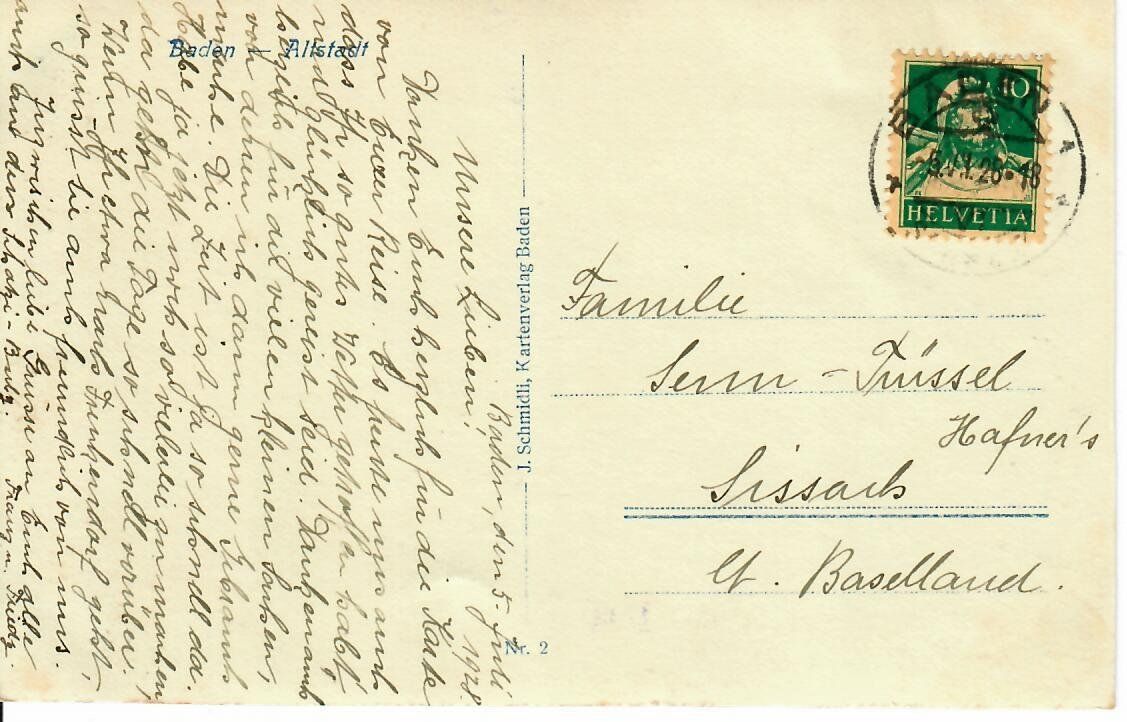 Cartoline postali: Baden - Altstadt – Usato da Hochdorf venduto da Ziegel-16 1