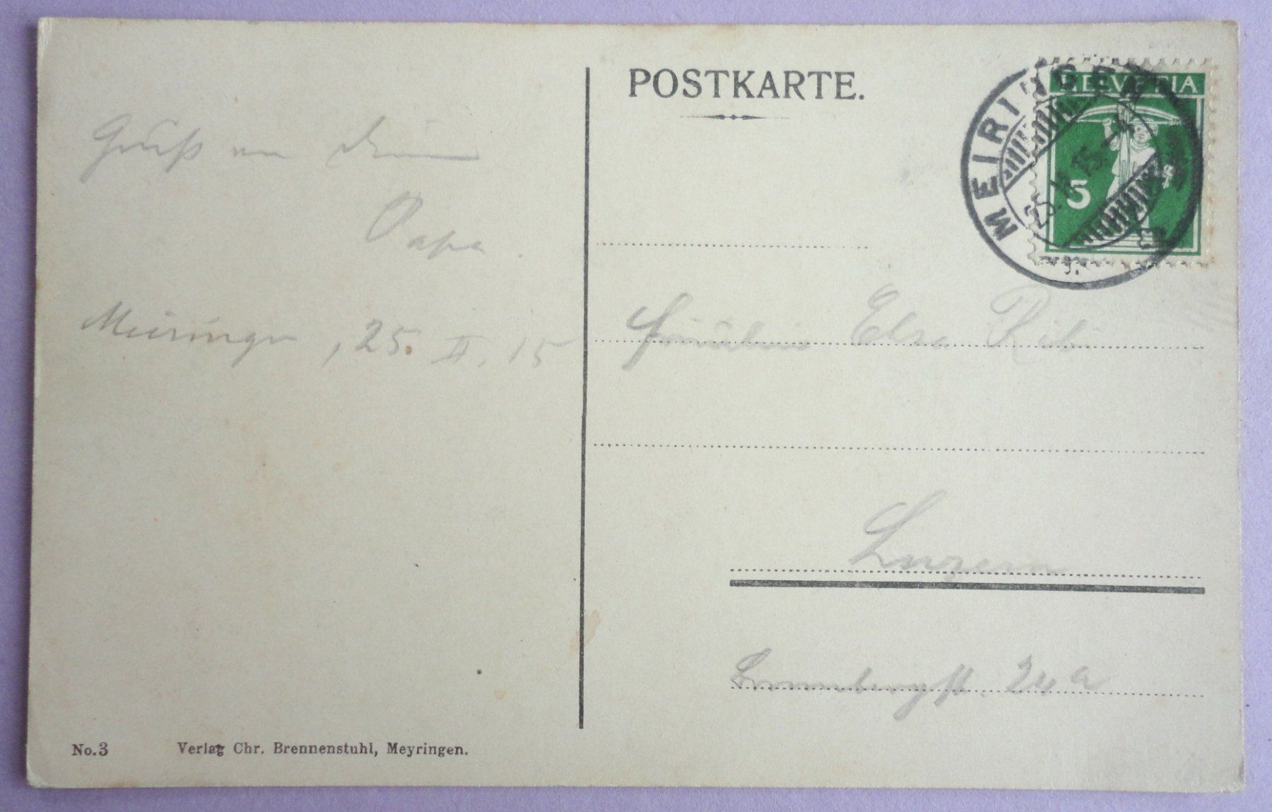 Cartoline postali: Meyringen – Usato da Fétigny venduto da Billy2miny 1