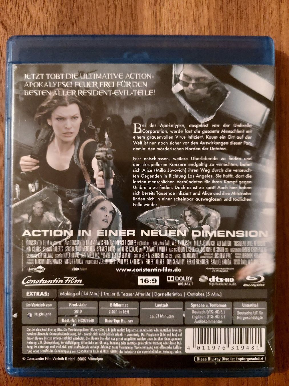 Tutti i DVDs: Blu Ray - Resident Evil Afterlife – Usato da Rheinfelden venduto da FilmAuktion 1