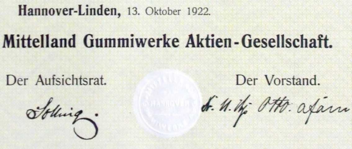 Dokumente: Mittelland Gummiwerke AG, Hannover - 1922 – Gebraucht aus Solothurn von Sgasche 1