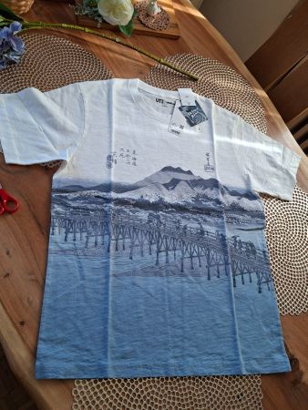 UNIQLO UT Japanese UKIYO-E blue×MFABoston/ T-Shirt New/L!