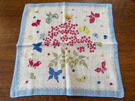 Stofftaschentuch mit Schmetterling Motiv guter Zustand