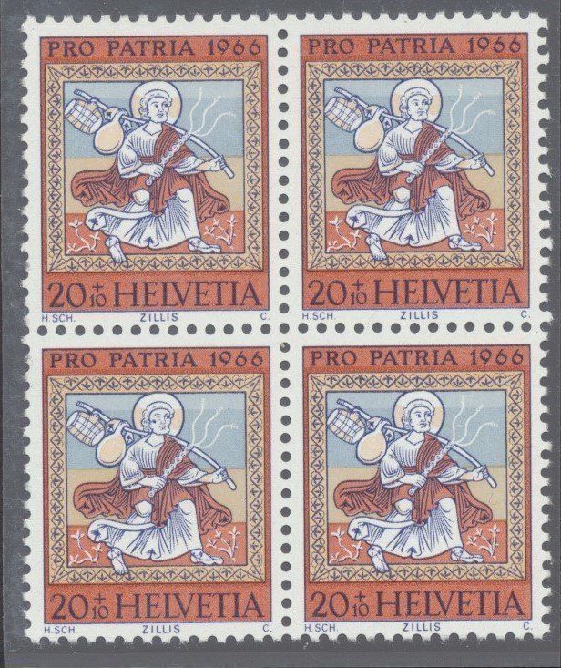 Tutti i francobolli: 1966 Pro Patria - Plattenfehler 130.2.01 – Usato da Schnottwil venduto da Chasarmar