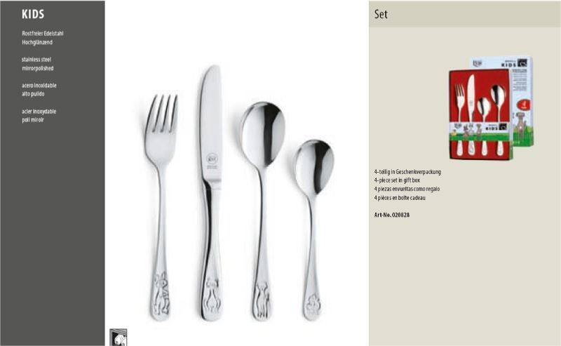 Set di posate: Besteck KIDS Kinderbesteck Set 4-tlg. – Nuovo e nell'imballaggio originale da Wettingen venduto da kochshop 1