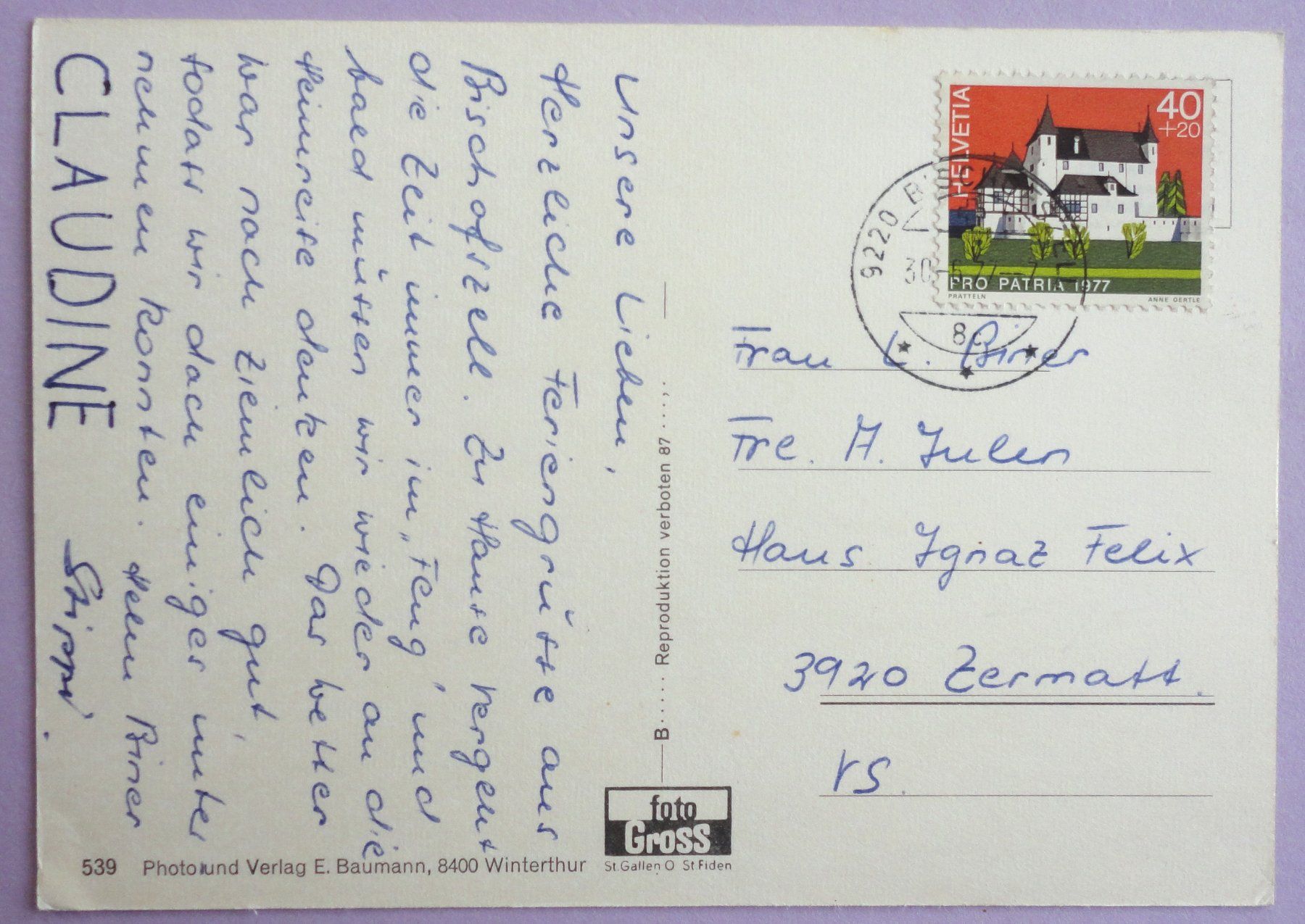 Cartes postales: Das Thurgauer Lied – Défectueux à Fétigny par Billy2miny 1