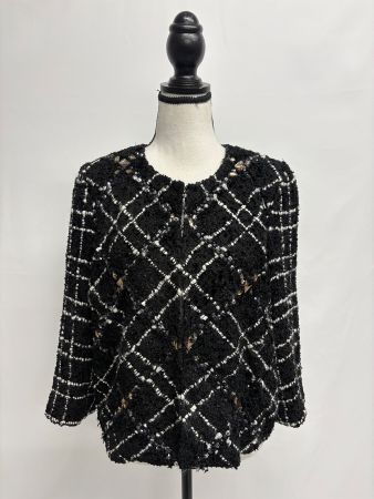 iBLues Strickjacke schwarz-weiss Boucle 38 Strass Cardigan