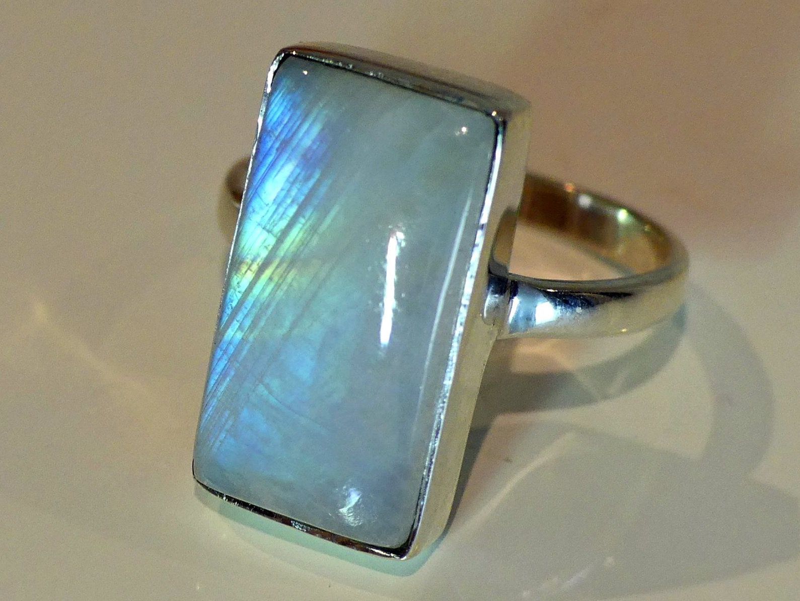 Anelli: Ring Silber 925 mit Regenbogen-Mondstein – Nuovo e nell'imballaggio originale da Matten b. Interlaken venduto da kero71 2